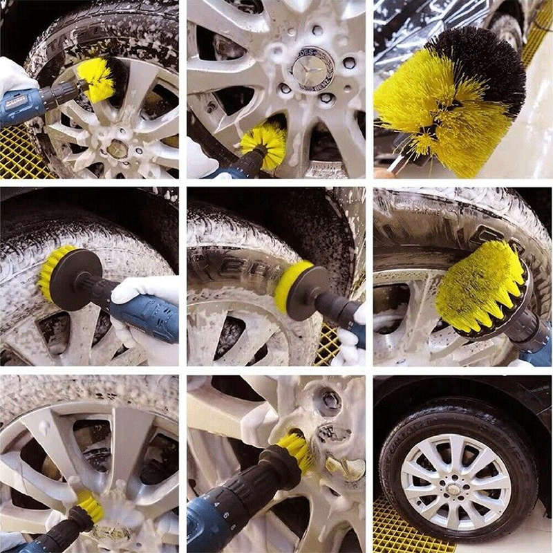 Quickly Clean Car Bathroom Wooden Doors With The Convenient Use Of The Drill Brush Attachment Kit An