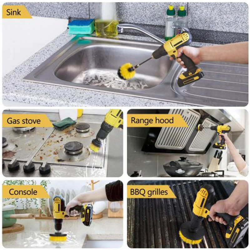 Quickly Clean Car Bathroom Wooden Doors With The Convenient Use Of The Drill Brush Attachment Kit An