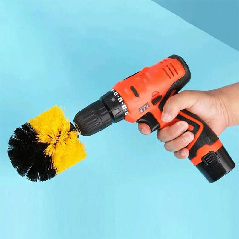 Quickly Clean Car Bathroom Wooden Doors With The Convenient Use Of The Drill Brush Attachment Kit An