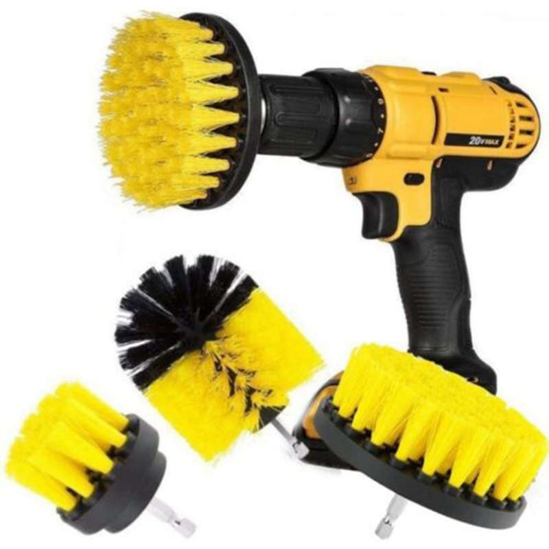Quickly Clean Car Bathroom Wooden Doors With The Convenient Use Of The Drill Brush Attachment Kit An
