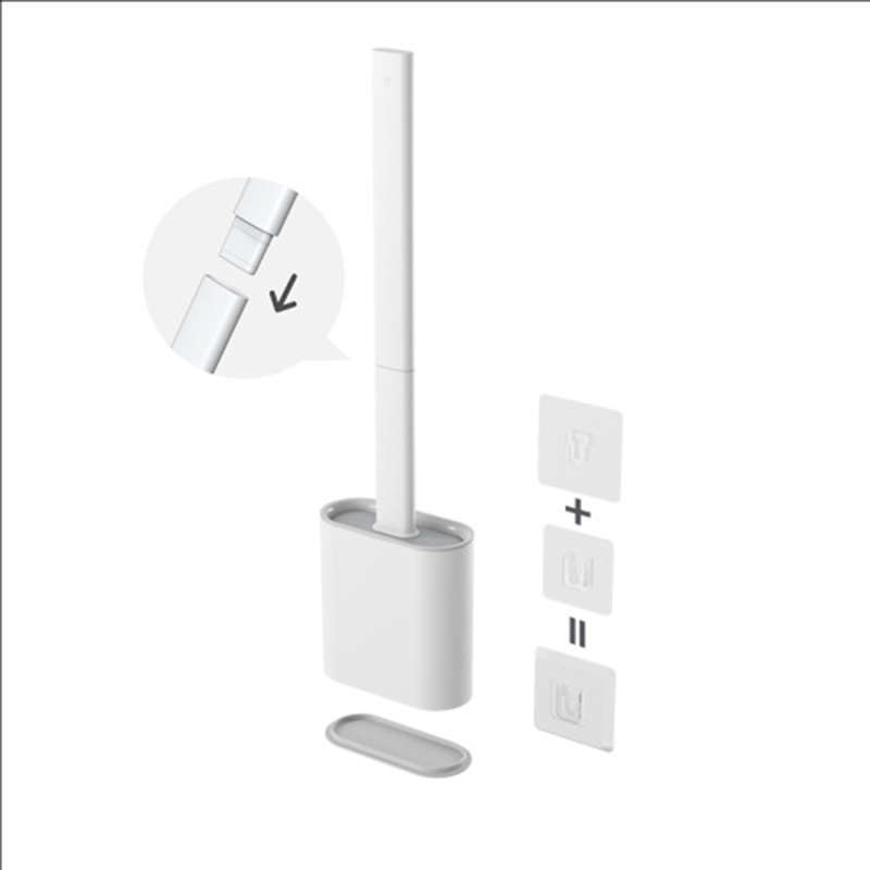 Convenient Bathroom Cleaning Soft Silicone Flat Head Wall-Mounted Quick-Drying Toilet Brush