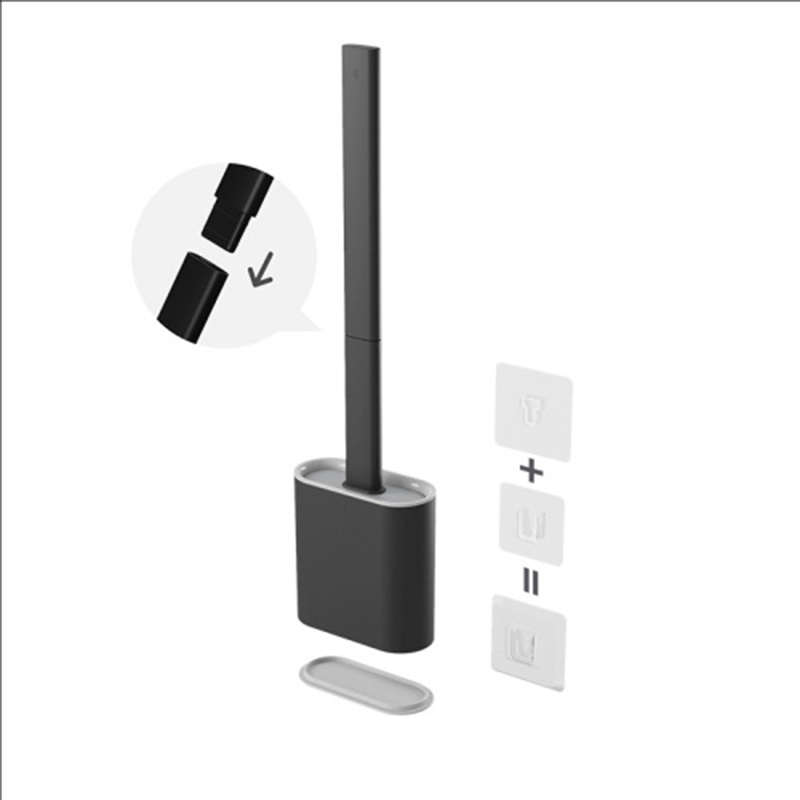 Convenient Bathroom Cleaning Soft Silicone Flat Head Wall-Mounted Quick-Drying Toilet Brush