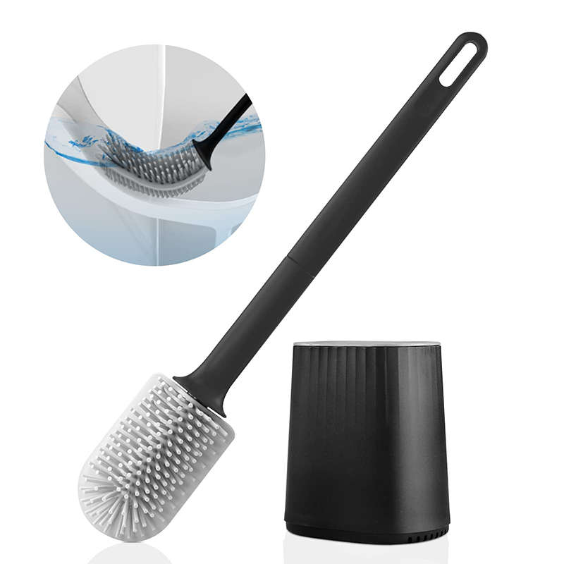 Convenient Bathroom Cleaning Soft Silicone Flat Head Wall-Mounted Quick-Drying Toilet Brush