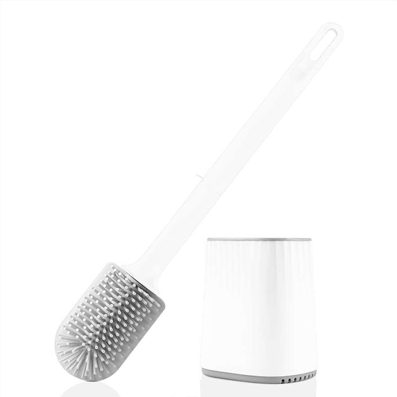 Convenient Bathroom Cleaning Soft Silicone Flat Head Wall-Mounted Quick-Drying Toilet Brush