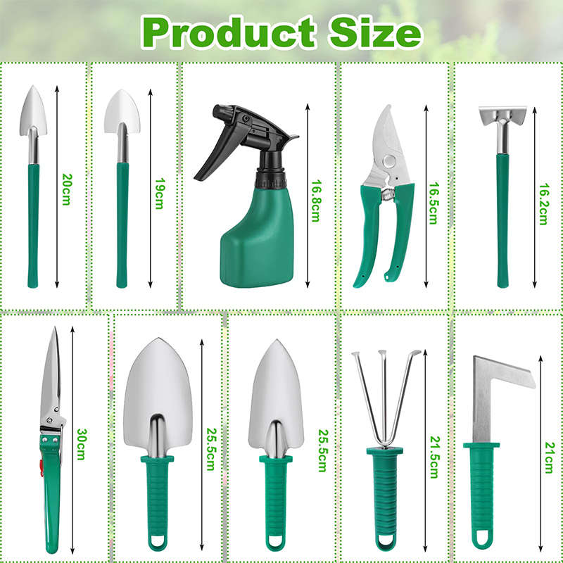 Convenient And Practical Stainless Steel Gardening Tool Set 10 Pieces Green