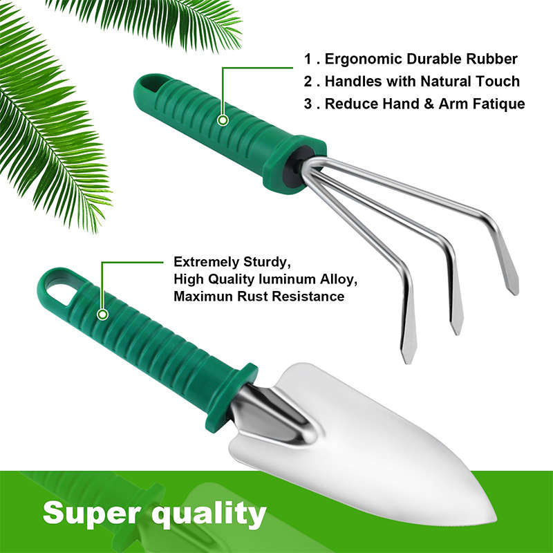 Convenient And Practical Stainless Steel Gardening Tool Set 10 Pieces Green