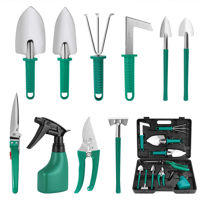 Convenient And Practical Stainless Steel Gardening Tool Set 10 Pieces Green
