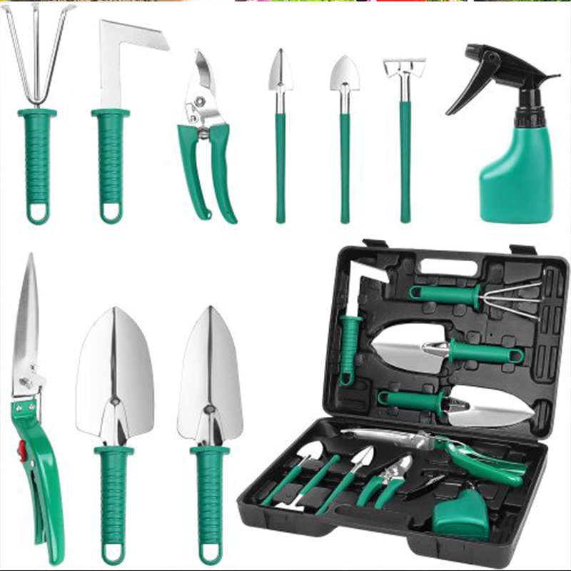 Convenient And Practical Stainless Steel Gardening Tool Set 10 Pieces Green