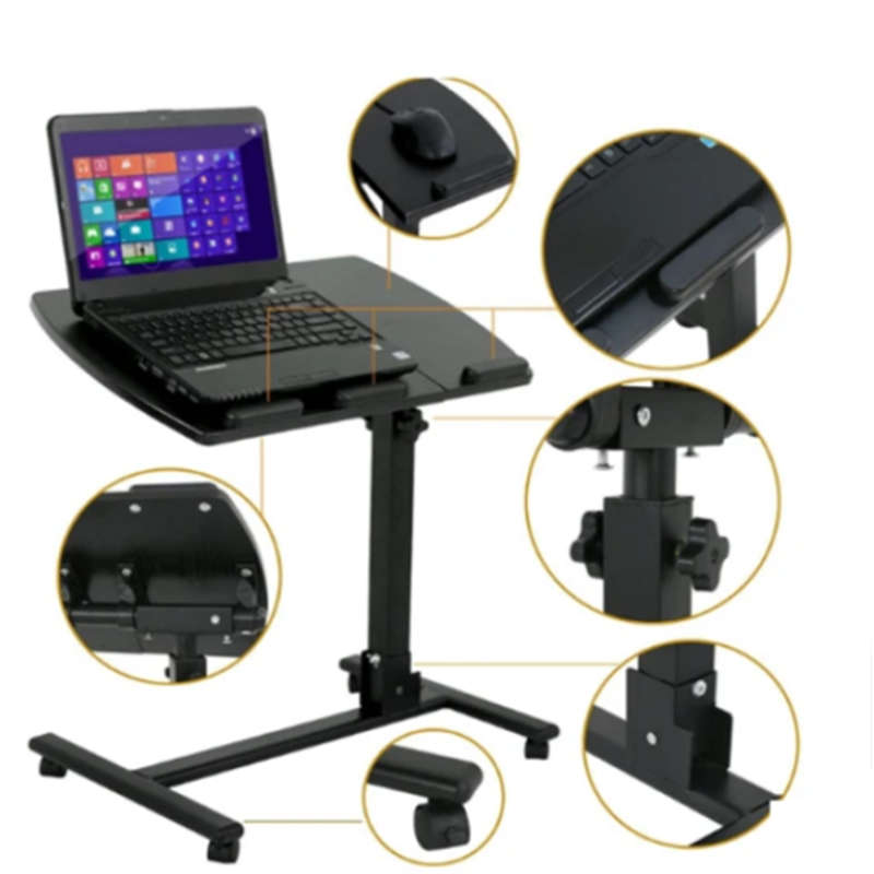 Convenient Laptop Rolling Cart Table Height Adjustable Laptop Stand Office Desk