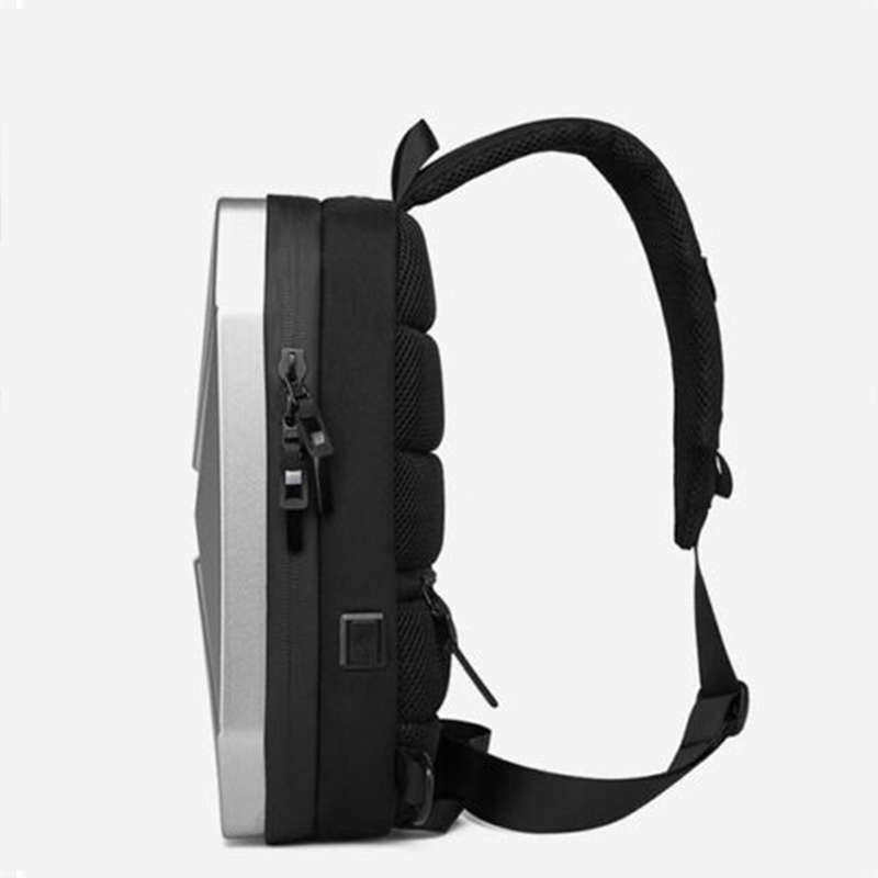 Convenient Hard Shell Chest Bag Men`s Waterproof Shoulder Bag Usb Rechargeable Men`s Fashion Crossbo