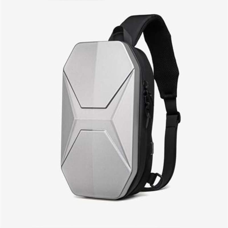 Convenient Hard Shell Chest Bag Men`s Waterproof Shoulder Bag Usb Rechargeable Men`s Fashion Crossbo
