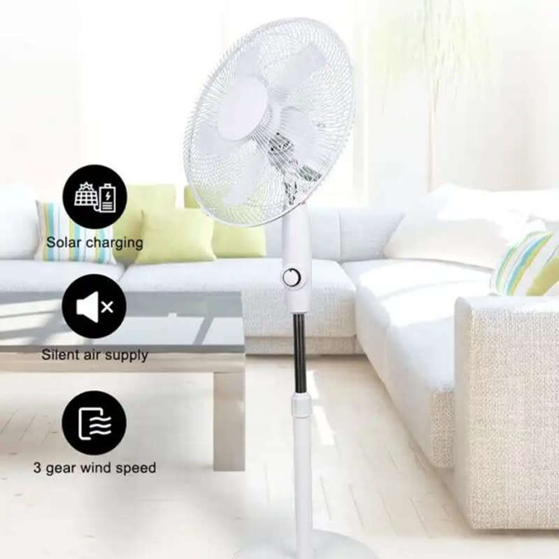 Portable Solar Panel 12W 9V 3-Speed Floor-Standing Oscillating Fan