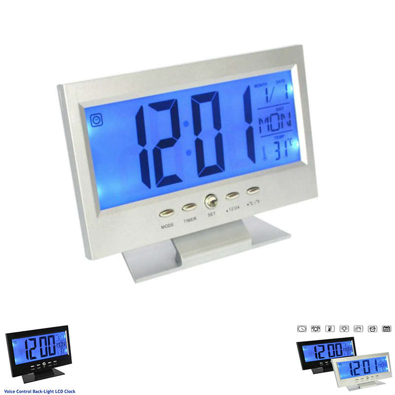 Convenient Backlit Lcd Clock Digital Clock Voice Control
