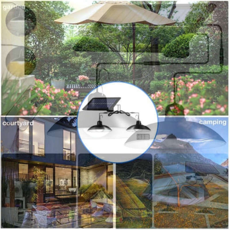 Convenient Led Solar Wall Light Home Garden Courtyard Double-Head Chandelier