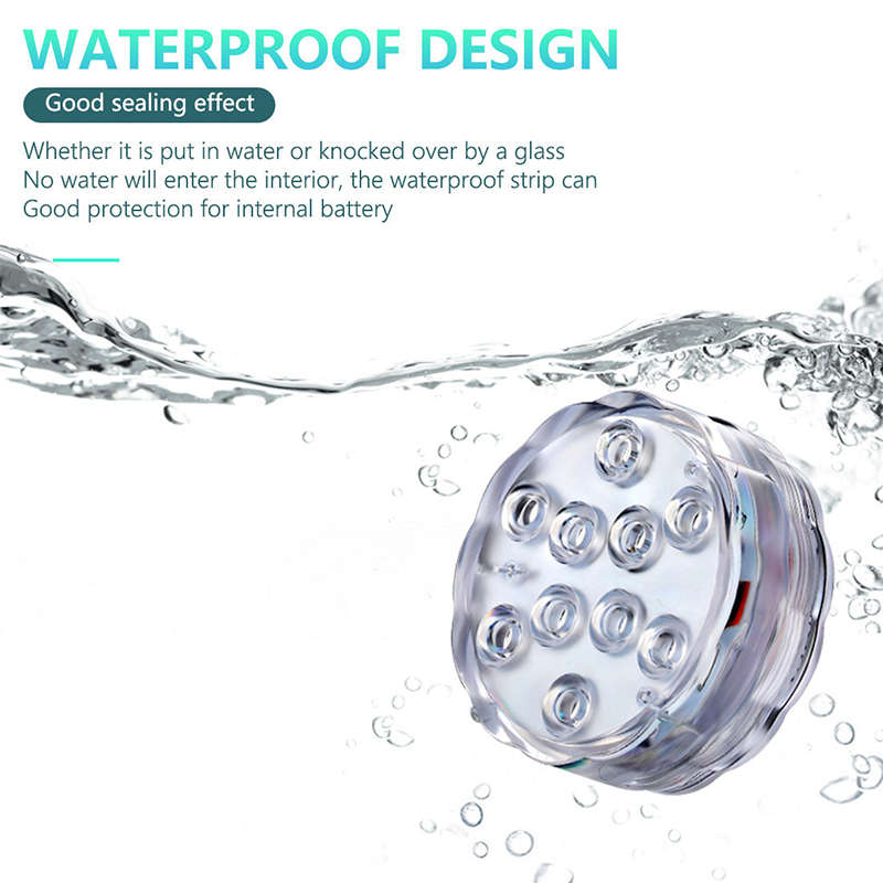 Convenient And Beautiful 10Led Rgb Submersible Waterproof Swimming Pool Wedding Party Vase Light + R