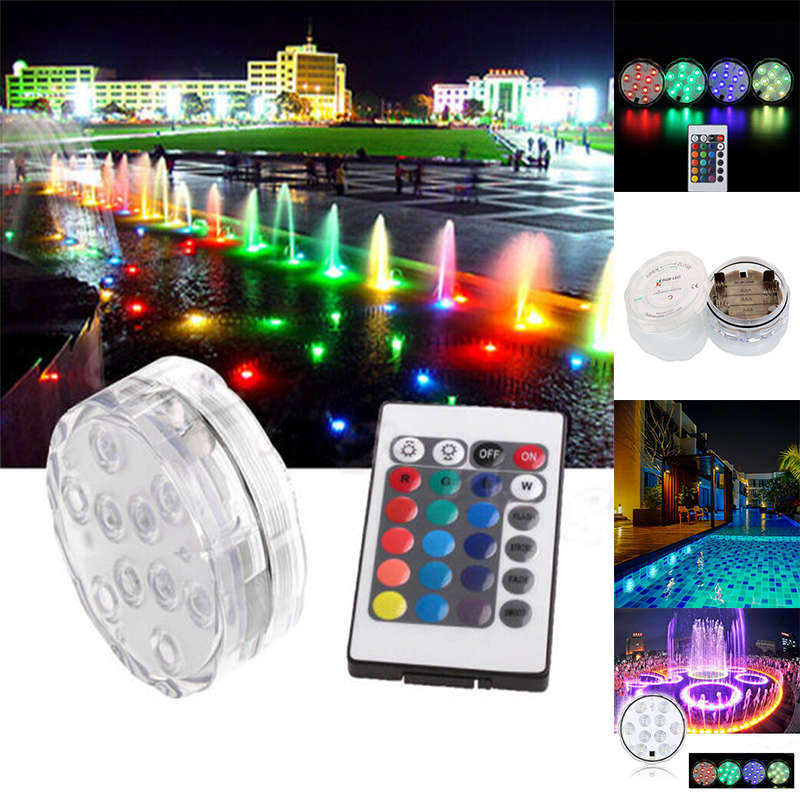 Convenient And Beautiful 10Led Rgb Submersible Waterproof Swimming Pool Wedding Party Vase Light + R