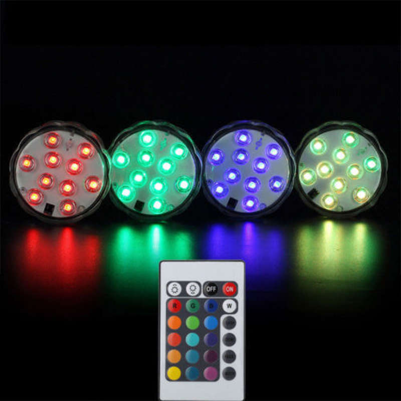 Convenient And Beautiful 10Led Rgb Submersible Waterproof Swimming Pool Wedding Party Vase Light + R