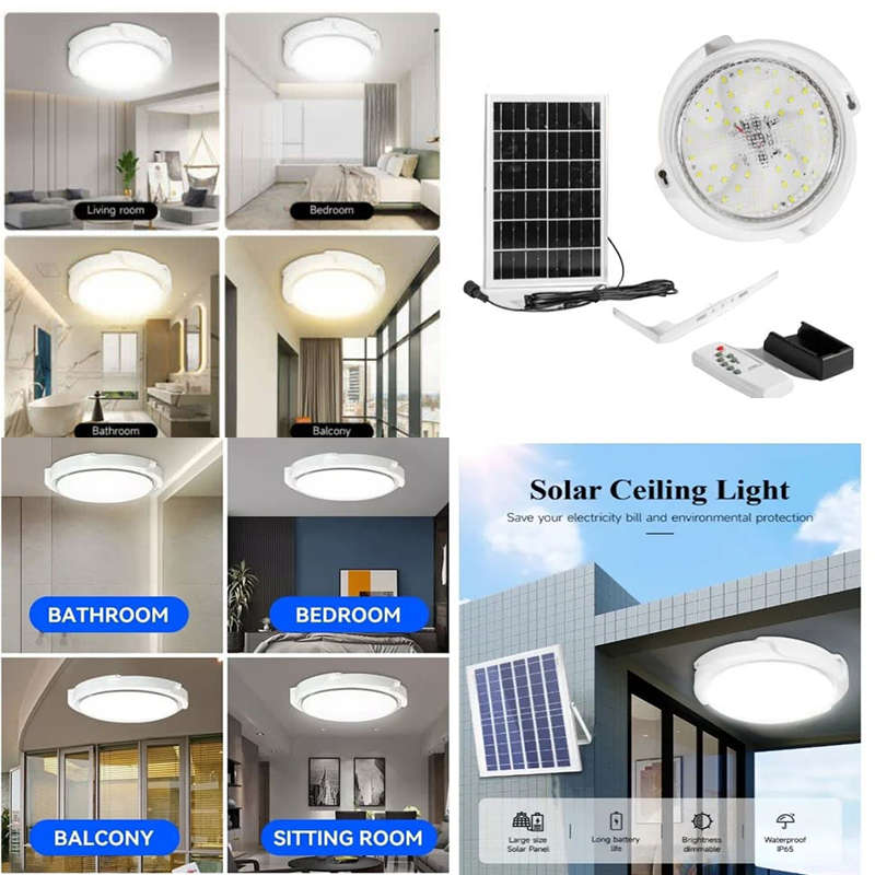 Convenient Solar Ceiling Light With Solar Panel And Remote Control 40W