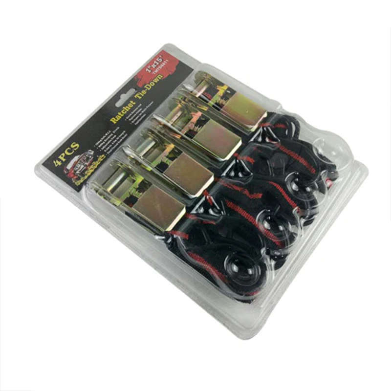 Convenient 4-Piece Long Ratchet Tie-Down Straps Trailer Truck Tie-Down Straps