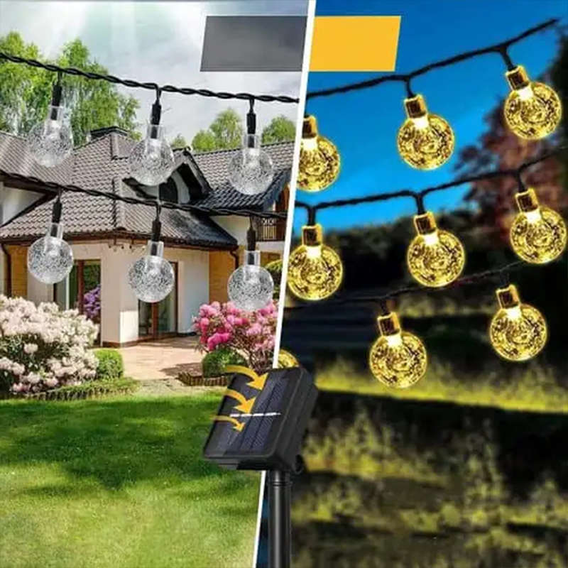 Beautiful Led Solar String Lights 5M Outdoor Crystal Ball Light Waterproof Garden Holiday Decoration
