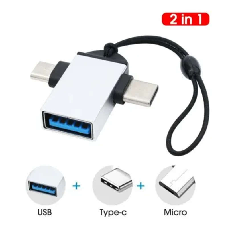 Mini Type-C And Micro Usb 2-In-1 Otg Adapter Usb Converter