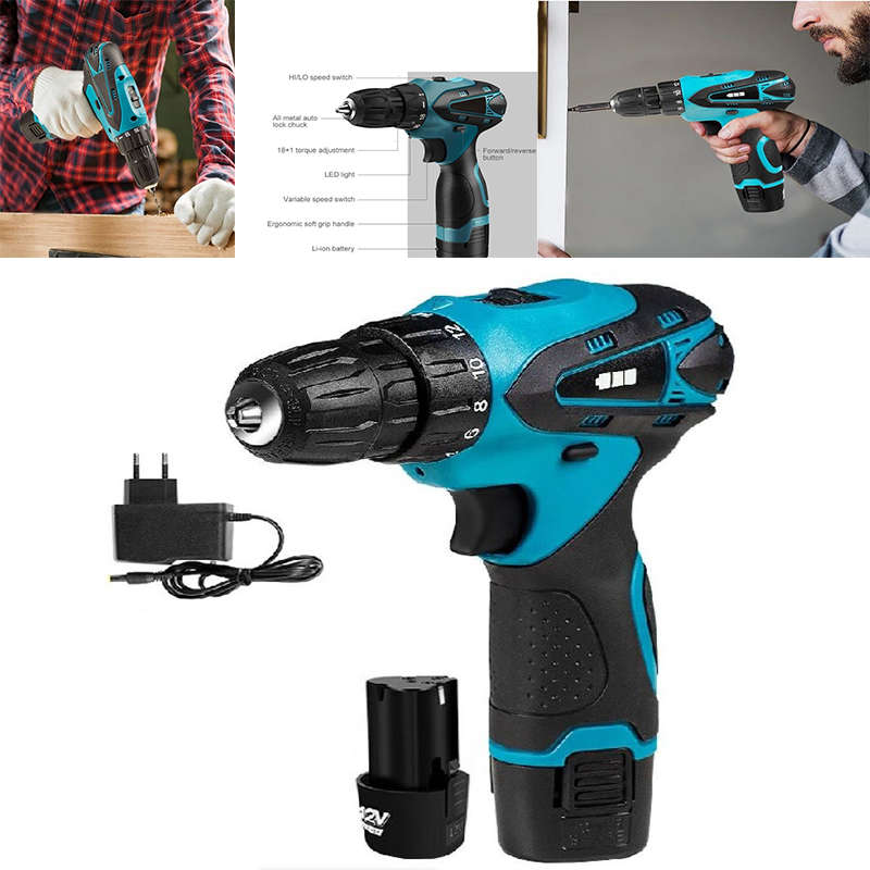 Electric Drill Set Cordless Combination Drill Lithium Ion Drill Screwdriver Accessories Set Electric