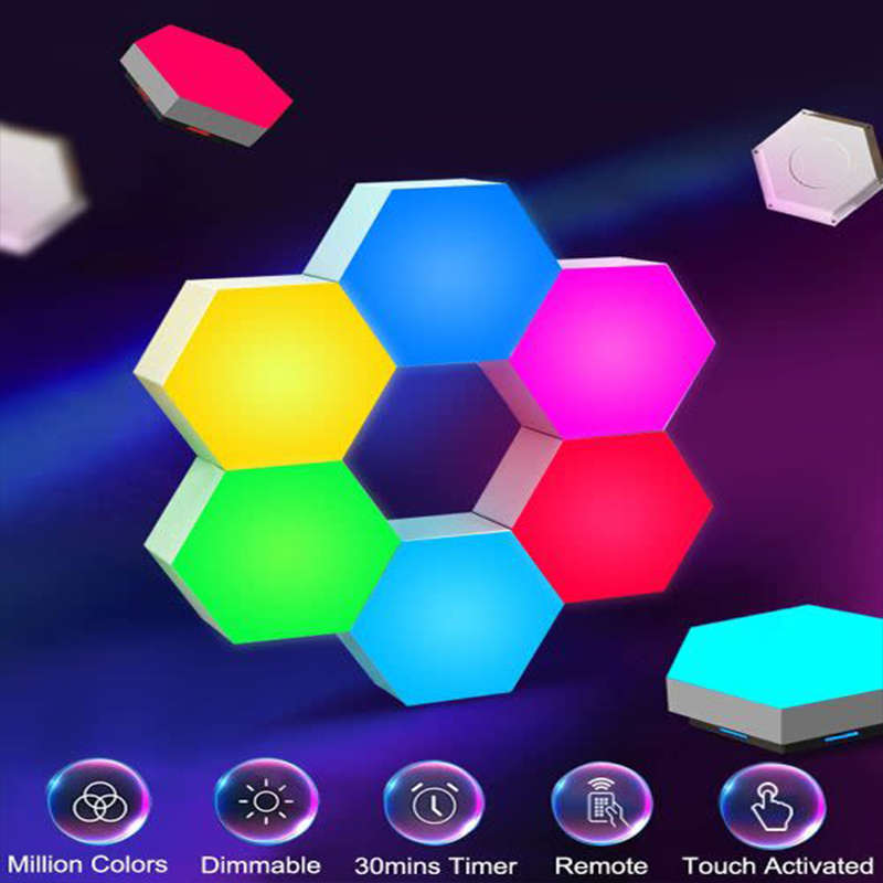 Exquisite Hexagonal Light Strip With Remote Control, Smart Led Wall Light Panel Touch-Sensitive Rgb