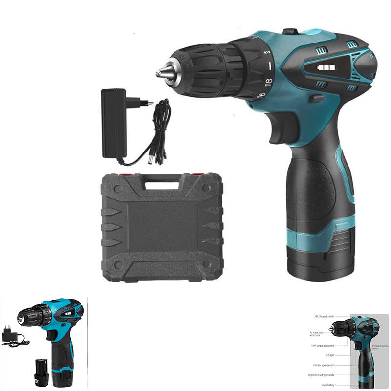 Electric Drill Set Cordless Combination Drill Lithium Ion Drill Screwdriver Accessories Set Electric