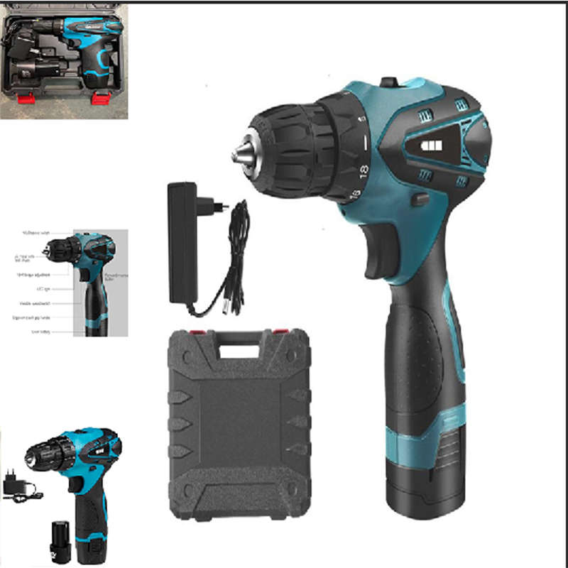 Electric Drill Set Cordless Combination Drill Lithium Ion Drill Screwdriver Accessories Set Electric