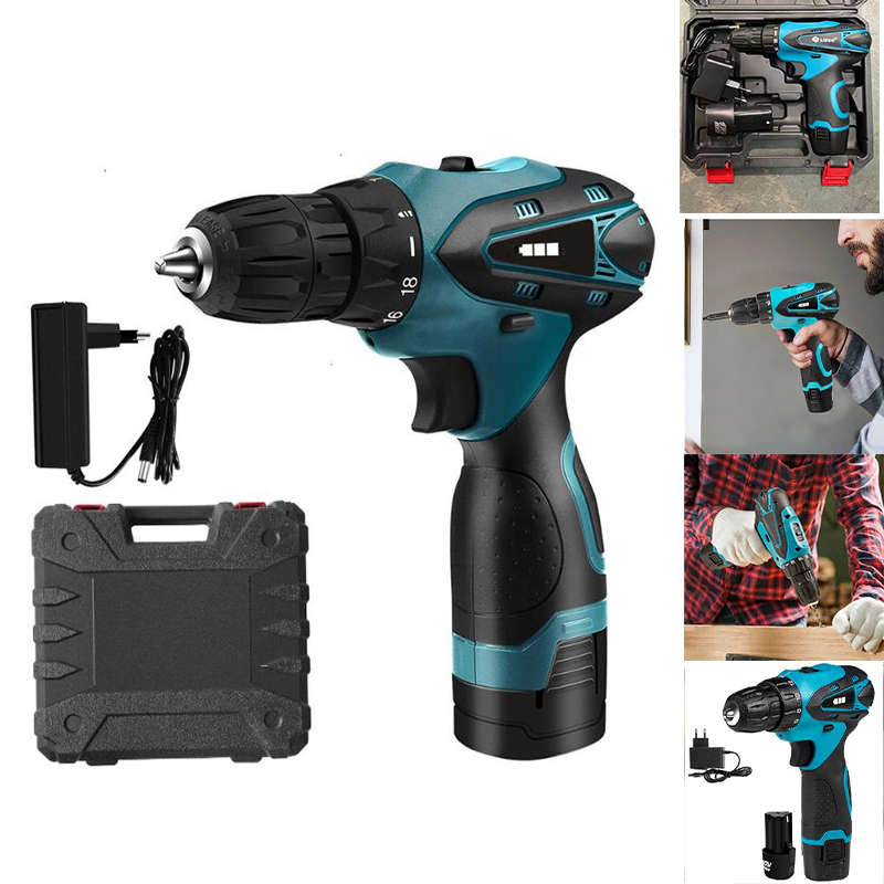 Electric Drill Set Cordless Combination Drill Lithium Ion Drill Screwdriver Accessories Set Electric