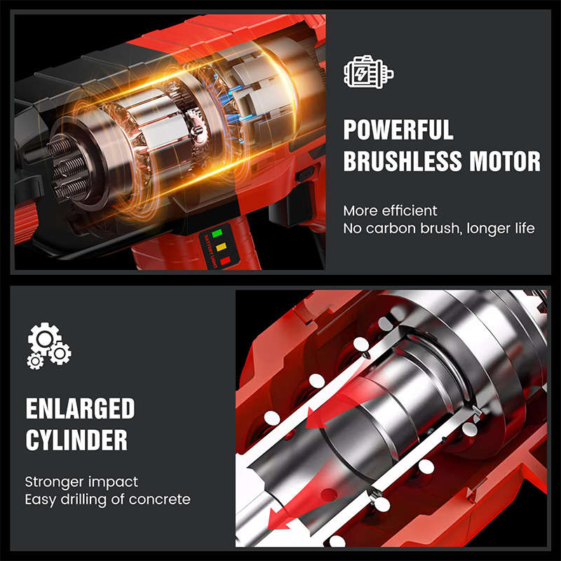 Electric Impact Drill Electric Hammer Brushless Motor Cordless Electric Hammer Electric Drill Pickax