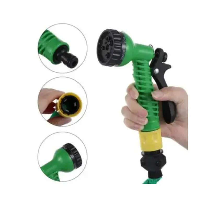 Flat garden hose with type 7 nozzle, with bracket 15MC