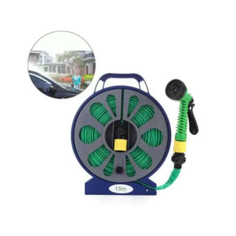 Flat garden hose with type 7 nozzle, with bracket 15MC