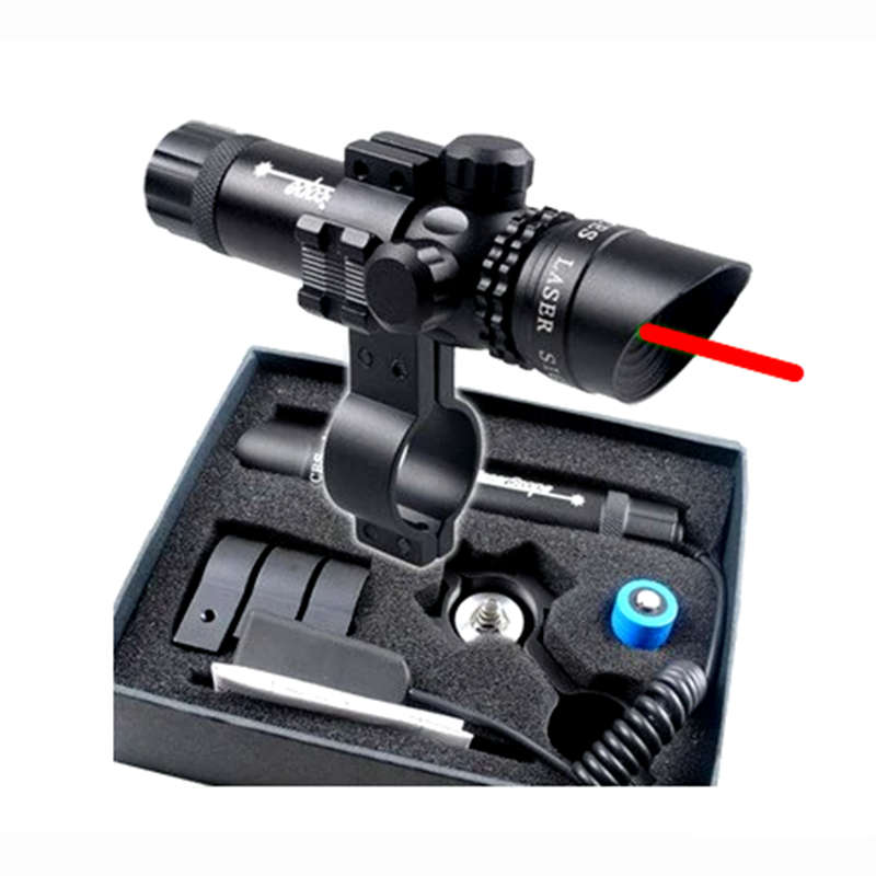 Clear Red Dot Laser Sight Externally Adjustable Rifle Scope 2 Switch Rail Mount Box Set