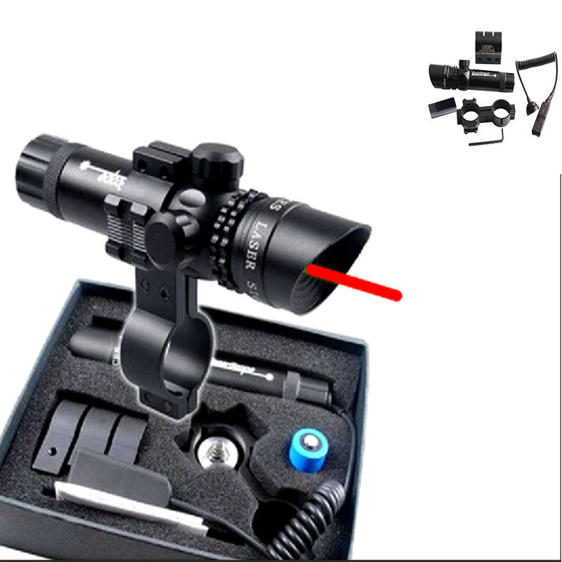 Clear Red Dot Laser Sight Externally Adjustable Rifle Scope 2 Switch Rail Mount Box Set