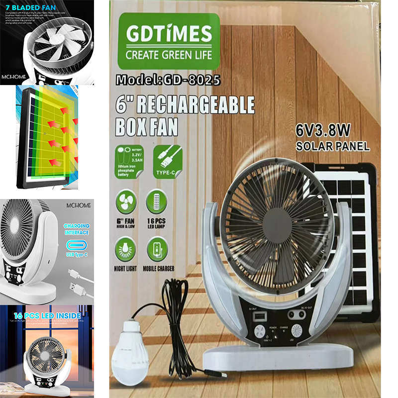 Exquisite 6-Inch Charging Box Fan 6V3.8w Solar Panel