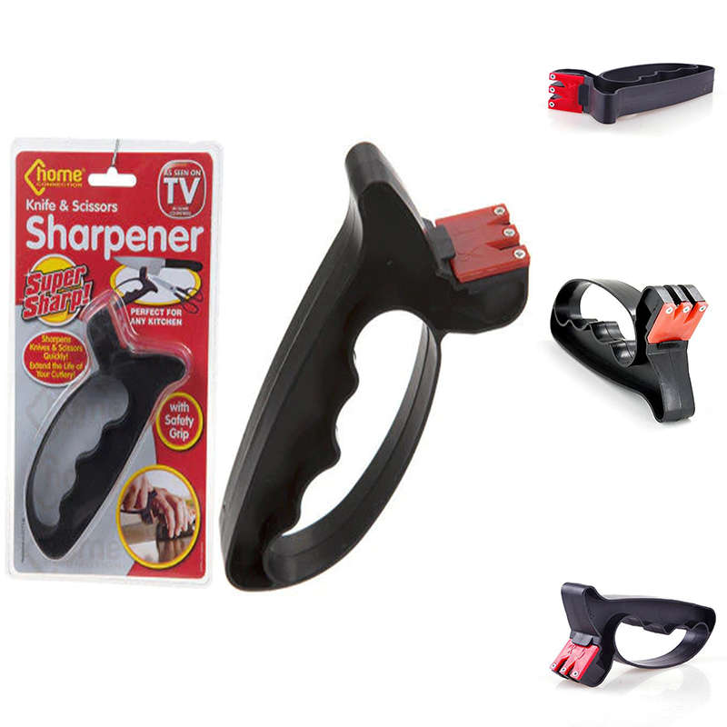 2 In 1 Super Sharp Safety Knife Scissors Sharpener Tool Blade Hand Guard