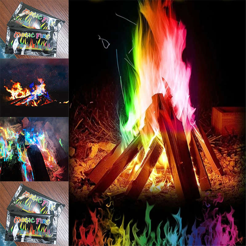 Magic Fire Colorful Flames Powder Bonfire Sachets Trick Outdoor Camping Hiking Survival Tools