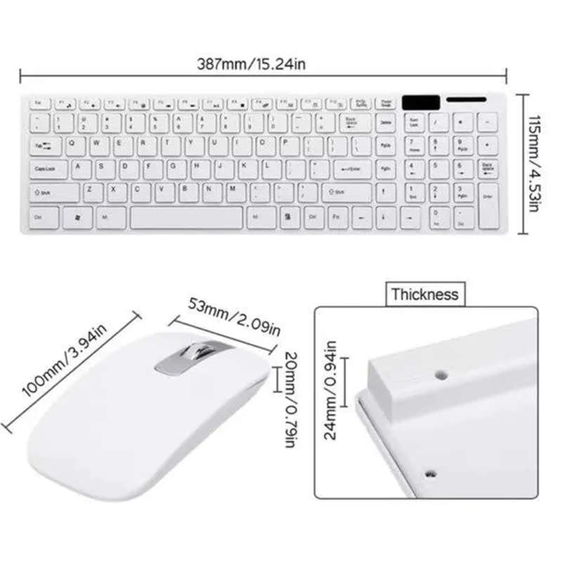 Super Nice And Ultra-Thin 2.4g Wireless Keyboard And Mouse Combo With Keyboard Membrane Black/White
