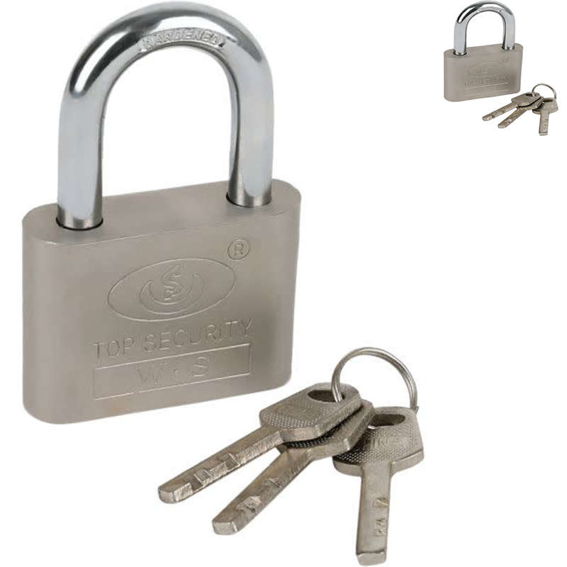 Sturdy Convenient Cabinet Door 60mm Security Lock Padlock Silver With 3 Keys