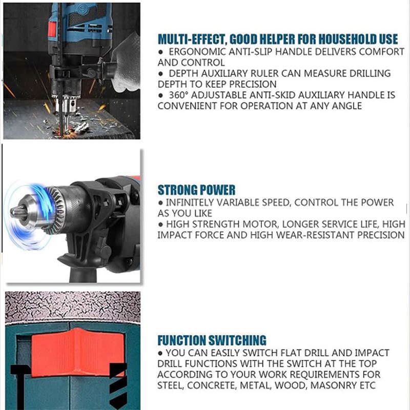 Multifunctional, Convenient And Exquisite Jg20375080 Electric Impact Drill 220V
