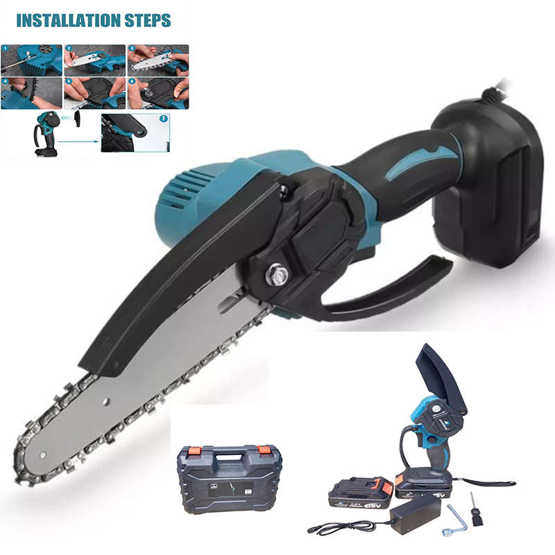 The Portable Electric Chain Saw Uses Two 25V 7500Mah Lithium Batteries And Comes With Two Batteries
