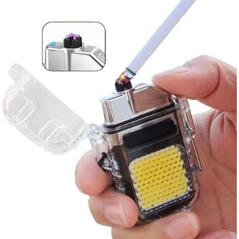 Portable Rechargeable Mini Hook Flashlight With Windproof Multi-Purpose Lighter + C-Type Charging Ca
