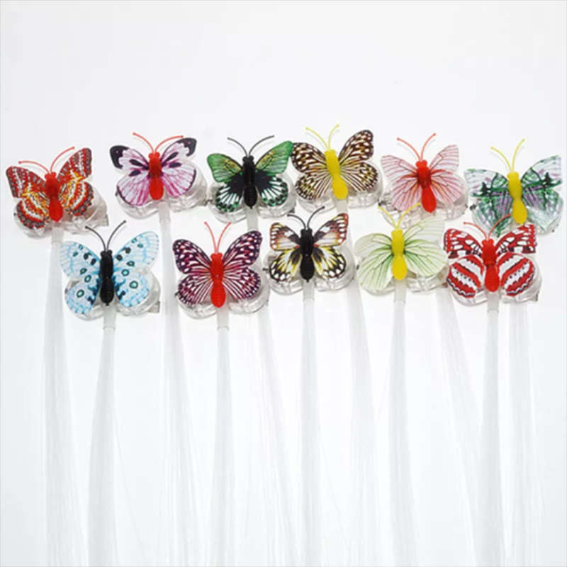 Beautiful 1-Piece Set Of Colorful Butterfly Wig Braids Led Luminous Glitter Braid Clip Hair Accessor