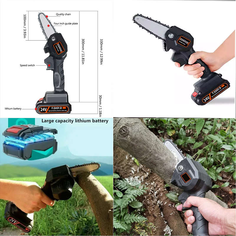 Convenient And Practical 24V Mini Electric Chain Saw Rechargeable Lithium Battery Portable Chainsaw