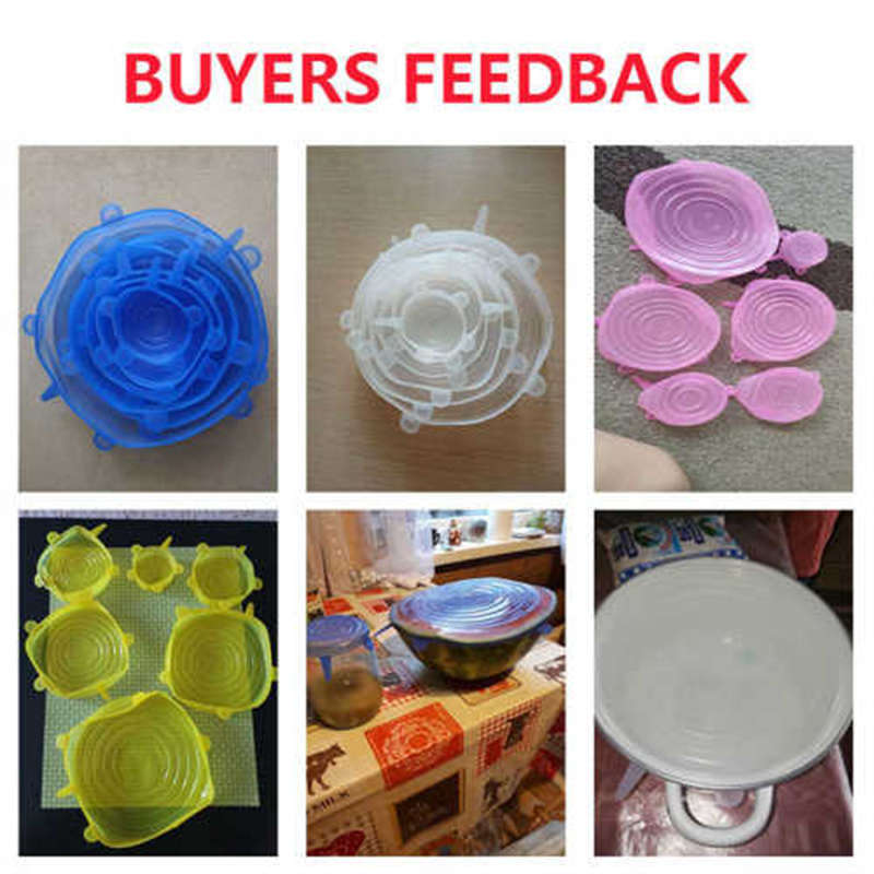 Reusable Food Preservation Silicone Stretch Lids For Home Use 6-Pack
