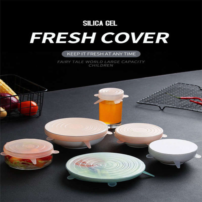 Reusable Food Preservation Silicone Stretch Lids For Home Use 6-Pack