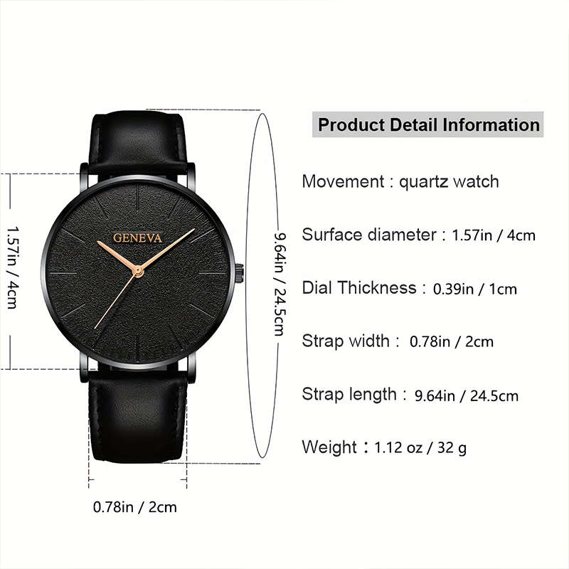 1 Piece Casual Business Men`s Quartz Watch And 3 Pieces Bracelets