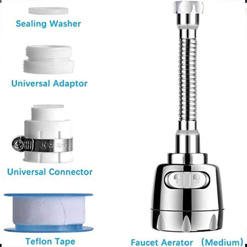 Convenient 360° Rotating Faucet Aerator Universal Kitchen Faucet Spray Head Water-Saving Faucet