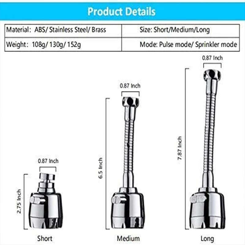Convenient 360° Rotating Faucet Aerator Universal Kitchen Faucet Spray Head Water-Saving Faucet